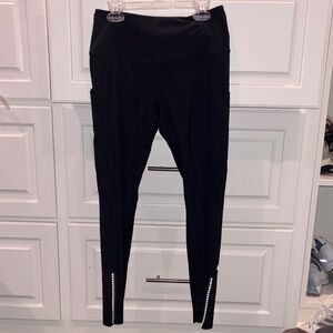 Black High-Waisted Leggings with Reflective Detail- Lulu inspired